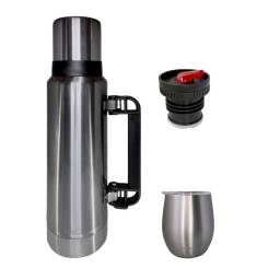 Combo Termo Comet 1,2 L + Mate Con Tapa  ACERO