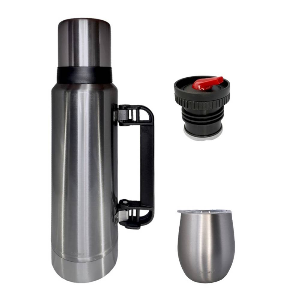 Viaja con el Combo kit Termo 1.2 Lt Y Mate con tapa COMET en Caribesurstore. Disfruta de mate por horas, ideal para llevar a todos lados!. Que no se vuele la yerba ni se caiga en la mochila!