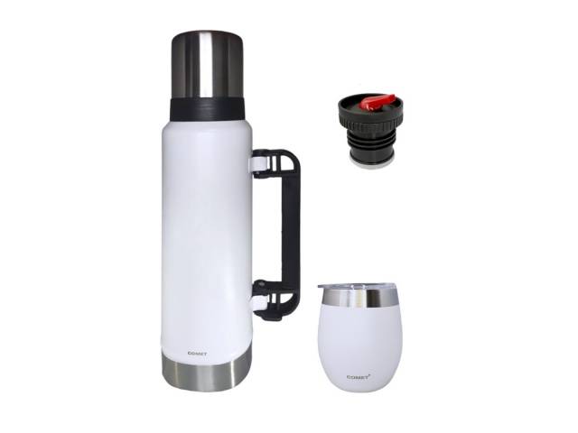 Viaja con el Combo kit Termo 1.2 Lt Y Mate con tapa COMET en Caribesurstore. Disfruta de mate por horas, ideal para llevar a todos lados!. Que no se vuele la yerba ni se caiga en la mochila!