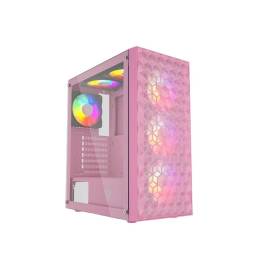 GABINETE TORRE PC FANTECH CG 83 AERO 2 ROSA CON 4 FANES