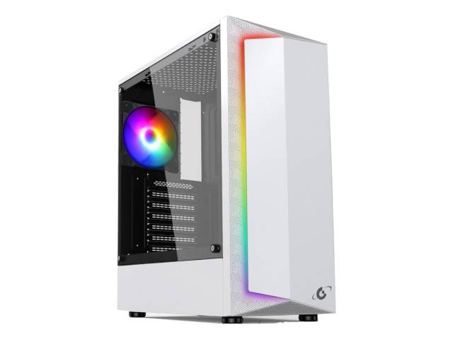 El Gabinete Gravity GR08 White Gamer es perfecto para armar tu PC gaming soñada. Su diseño moderno y elegante con panel de vidrio templado e iluminación RGB frontal harán destacar tu setup.