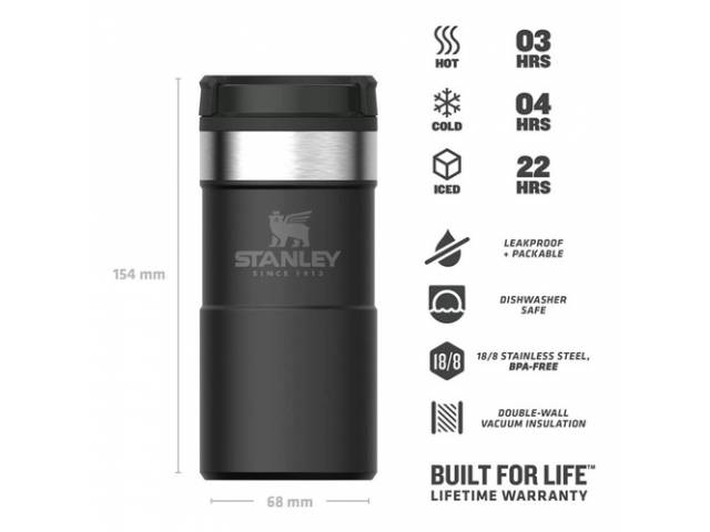 Disfruta de bebidas calientes o frías con la Jarra Térmica Stanley The Neverleak 8.5 oz 250 ml. Calidad Stanley que nunca falla.