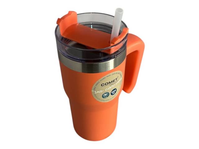 Disfruta de tus bebidas favoritas a la temperatura perfecta con el Vaso Térmico Comet de 600ml en color coral. Su doble pared de acero inoxidable mantiene tus bebidas frías y calientes por 12hs 