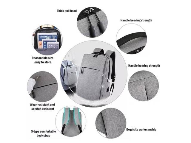 ¡Presentamos la mochila antirrobo con cable USB para laptop en color gris! Esta mochila es la opción ideal para estudiantes, viajeros y profesionales que buscan una solución segura y elegante para transportar sus pertenencias.