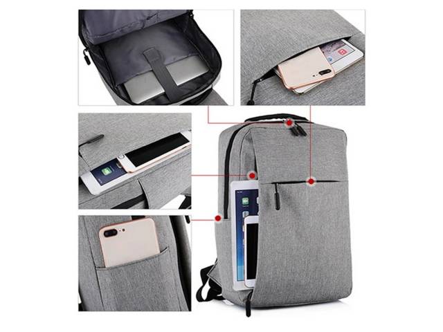 ¡Presentamos la mochila antirrobo con cable USB para laptop en color gris! Esta mochila es la opción ideal para estudiantes, viajeros y profesionales que buscan una solución segura y elegante para transportar sus pertenencias.