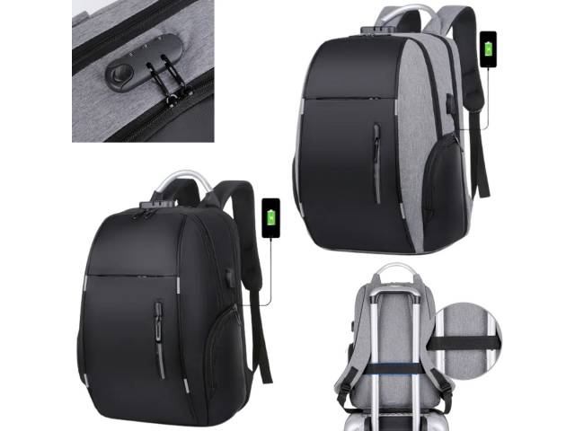 Lleva tu protección al siguiente nivel con la Mochila Antirrobo USB,  diseñada para laptops de 15.6" y  Combina seguridad con estilo unisex. 