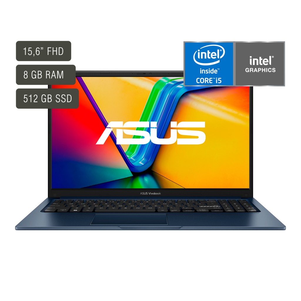 Notebook Asus Vivobook 15,6'' con procesador Intel Core i5. Asus Vivobook está equipado con un procesador Intel Core i5, 16GB de RAM y 512GB de almacenamiento SSD.