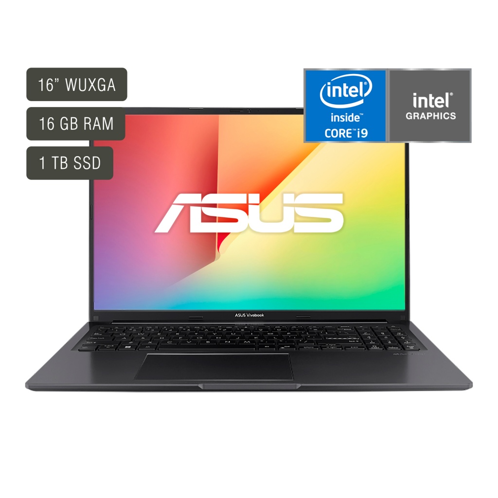 El Asus Vivobook 16'' Core I9 16gb 1tb W11 Pro es un notebook de alta gama perfecto para usuarios exigentes que buscan un equipo potente y versátil. Equipado con un procesador Intel Core i9 de última generación, 16GB de memoria RAM y un disco duro sólido 