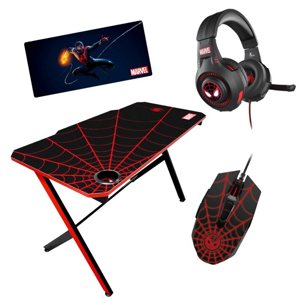 Completa tu rincón gamer con el Setup Gamer Spider-Man Marvel: Escritorio, Auricular, Mouse Pad XXL y Mouse. ¡Todo lo que necesitas para jugar las mejores partidas!