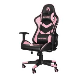 Silla De Escritorio Marvo Ch-106 Gamer  Pink Y White Con Tapizado De Cuero Sinttico