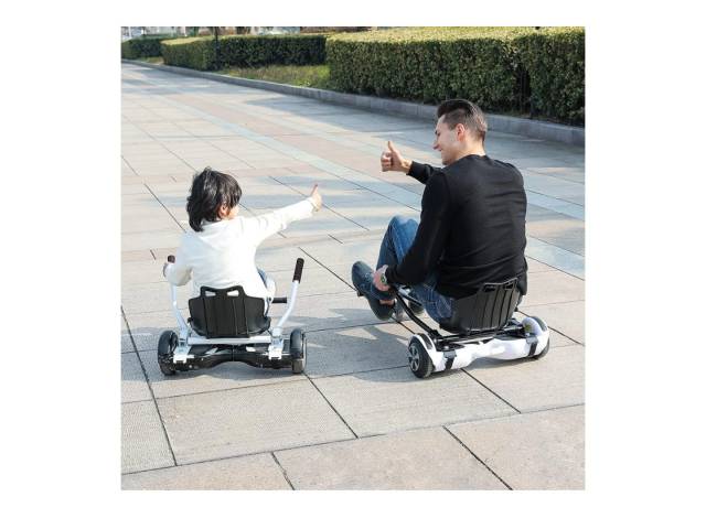 Disfruta de tu hoverboard con comodidad y seguridad con nuestro asiento adaptable de 6.5 pulgadas. Respaldo anatómico, control en mano, y ajuste personalizado. Ideal para un paseo con tus hijos!