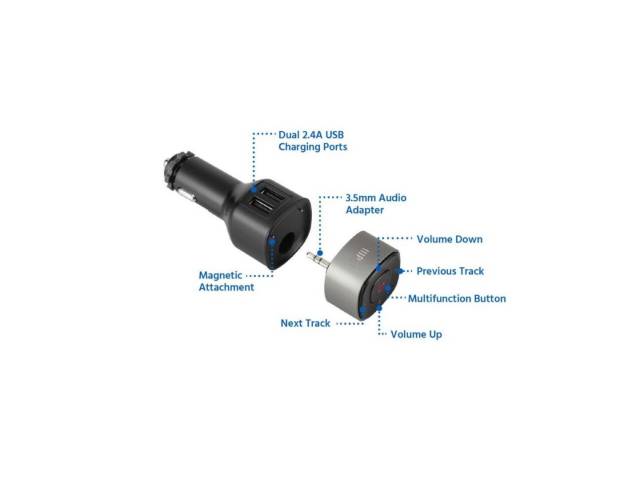 Disfruta de tu música favorita y llamadas manos libres en tu auto con el Sintonizador Emisor para Auto de Radio FM Bluetooth USB 3.4A.