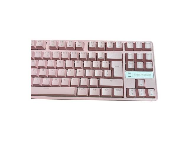 ¡Potencia rosa en un formato compacto! El teclado gamer Eagle Warrior de 88 teclas te ofrece la precisión de un teclado mecánico en un diseño compacto y portátil. Personaliza tu experiencia de juego con la iluminación RGB 