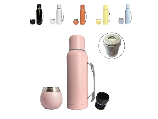 El Termo Comet 1 Litro con asa   Mate 120ml Acero Inox es el compañero perfecto para tus aventuras al aire libre, viajes o simplemente para disfrutar de un buen mate en casa.