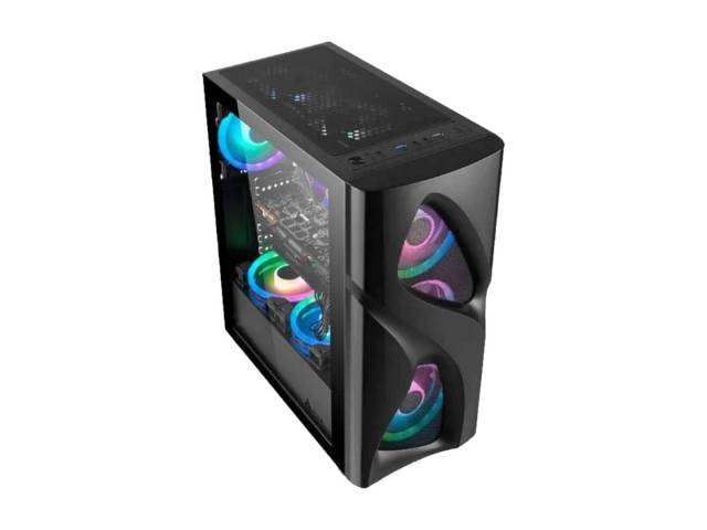 Dale estilo y refrigeración a tu PC Gamer con el Gabinete Gamepro 1093b. Cuenta con 3 ventiladores RGB preinstalados, panel lateral de vidrio templado, compatibilidad con motherboards ATX/MicroATX/ITX y tarjetas gráficas de hasta 300mm. ¡Juega con estilo 