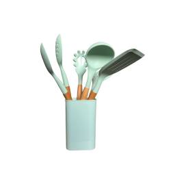 Utensilios de silicona para cocina - set x7 piezas - verde agua