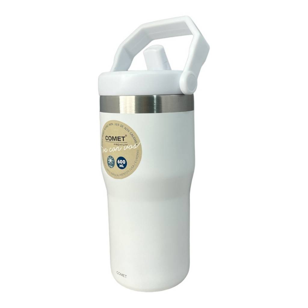 Disfruta de tus bebidas favoritas a la temperatura perfecta con el Vaso Térmico Comet de 600ml en color coral. Su doble pared de acero inoxidable mantiene tus bebidas frías y calientes por 12hs 