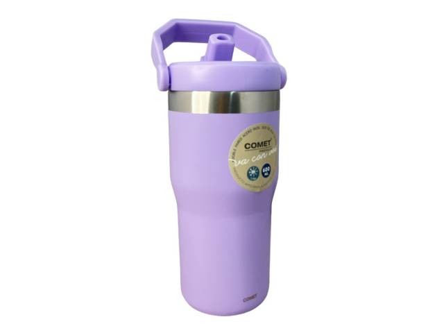 Disfruta de tus bebidas favoritas a la temperatura perfecta con el Vaso Térmico Comet de 600ml en color coral. Su doble pared de acero inoxidable mantiene tus bebidas frías y calientes por 12hs 