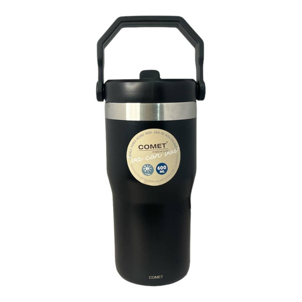 Disfruta de tus bebidas favoritas a la temperatura perfecta con el Vaso Térmico Comet de 600ml en color coral. Su doble pared de acero inoxidable mantiene tus bebidas frías y calientes por 12hs 